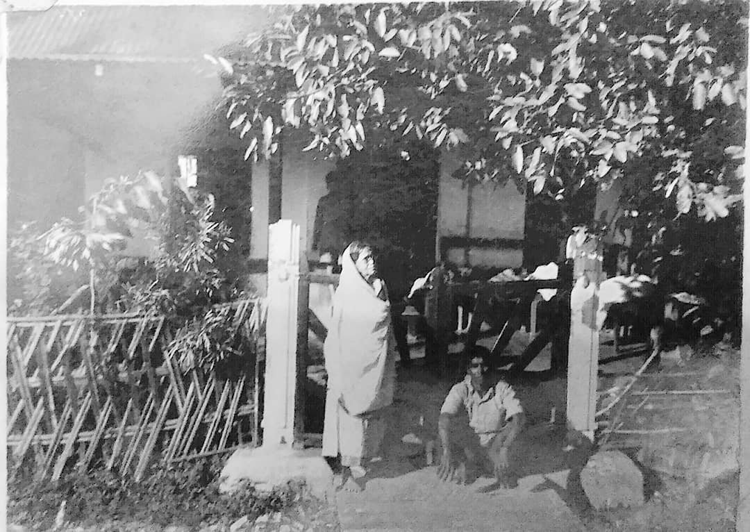Amiyabhushan's Mother Srimati Jyotirindu Devi, in front of their Cooch Behar home (now 'Rajnagar')